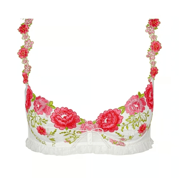 New!For Love and Lemons V-Day Floral  Embroidered Bra - Picture 4 of 12